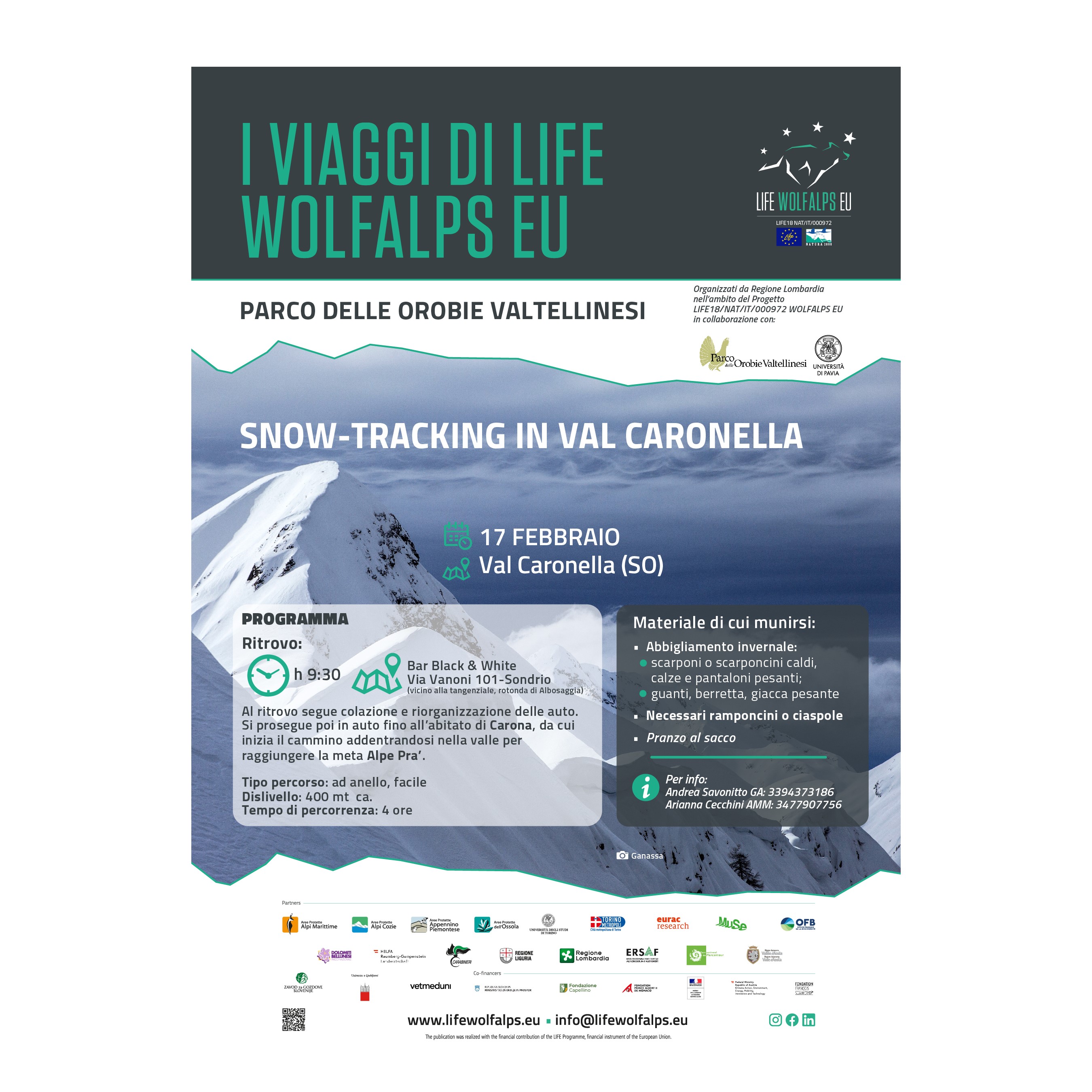 Snow - tracking in Val Caronella