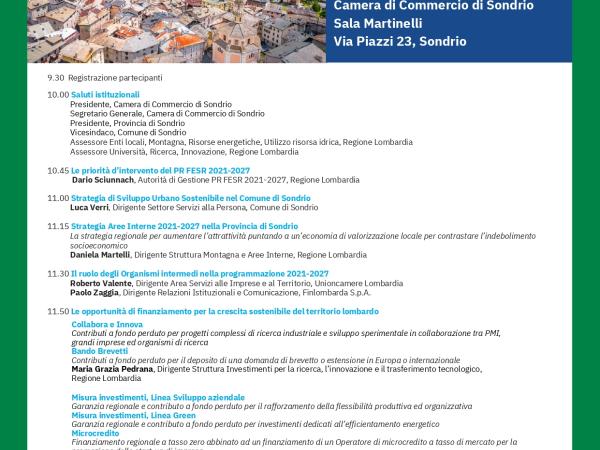 TOUR PR FESR 2021-2027 - SONDRIO