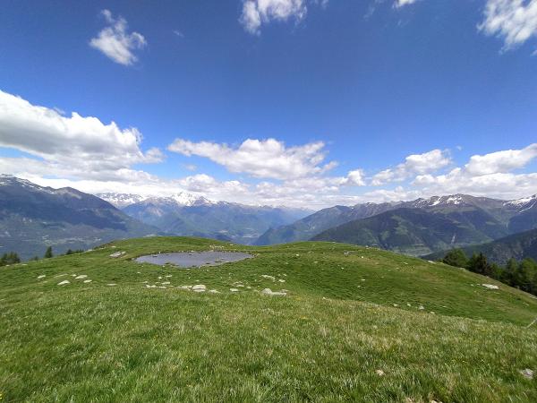 Dai monti di Olano, lo sguardo spazia lontano verso la Valtellina.